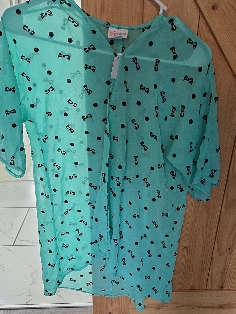 Teal Cardigan W/ Bows Girls Sz 10
